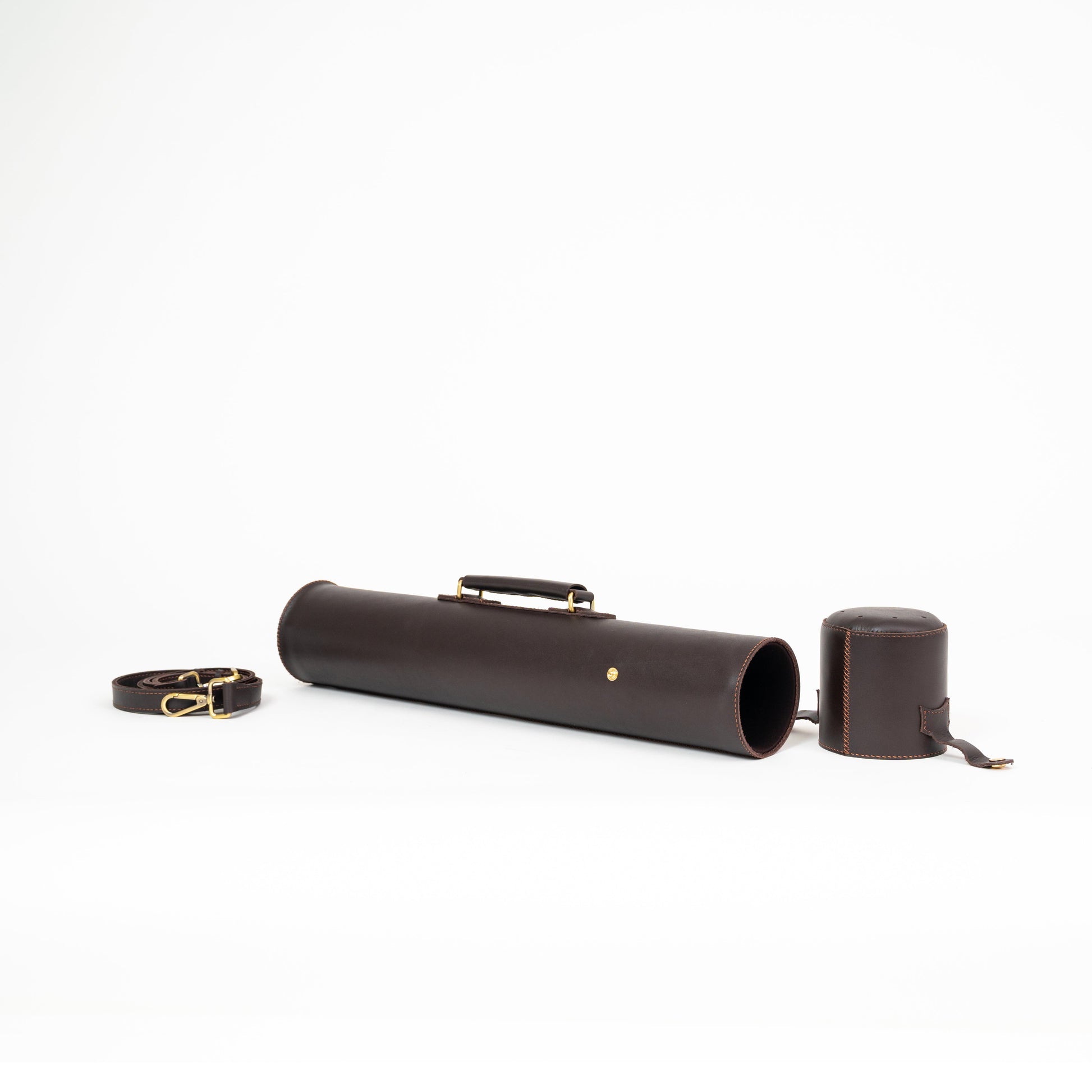 Leather Drawing Tube for Architects - Dark Brown 21 inches.