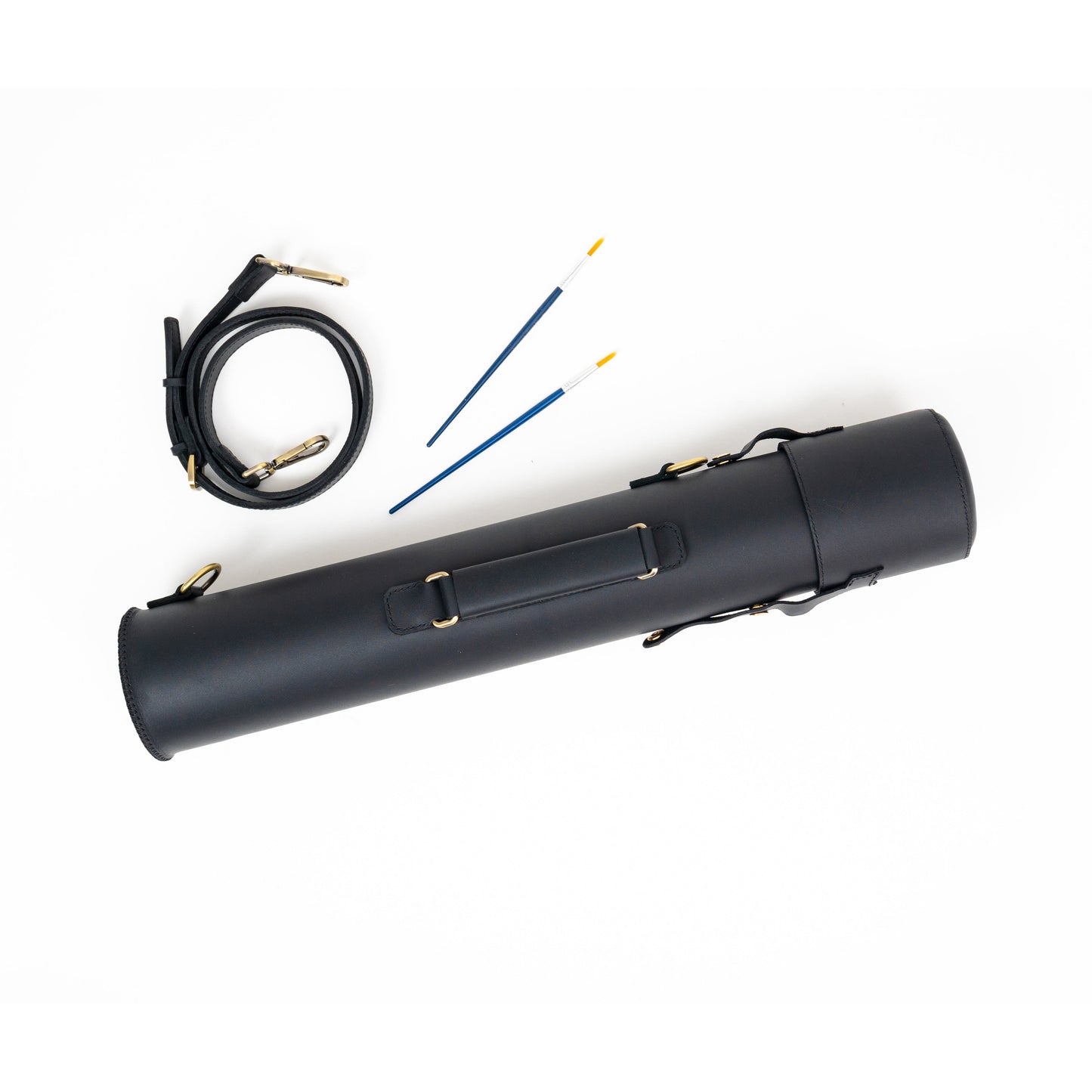 Leather Drawing Tube for Architects - Black 21 inches.