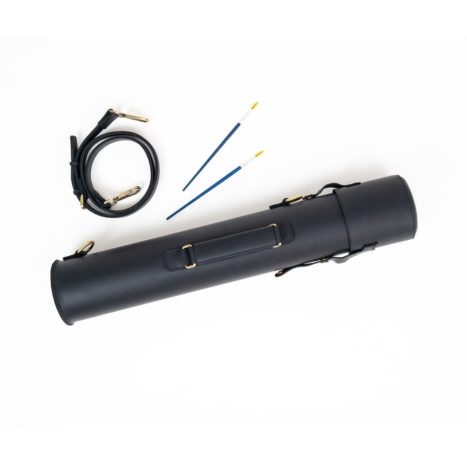 Leather Drawing Tube for Architects - Black 21 inches.