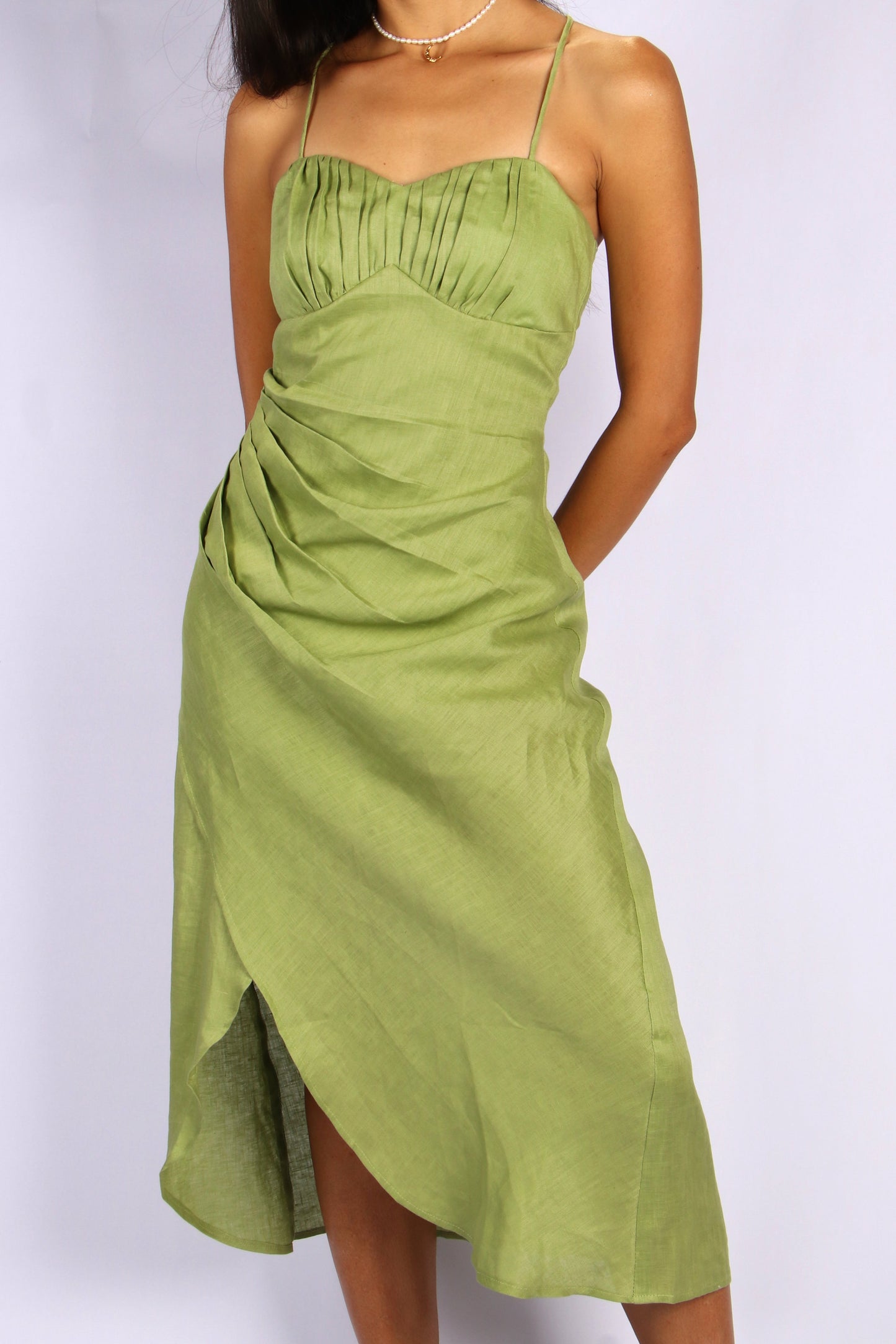 Avocado Breeze - Linen Dress.