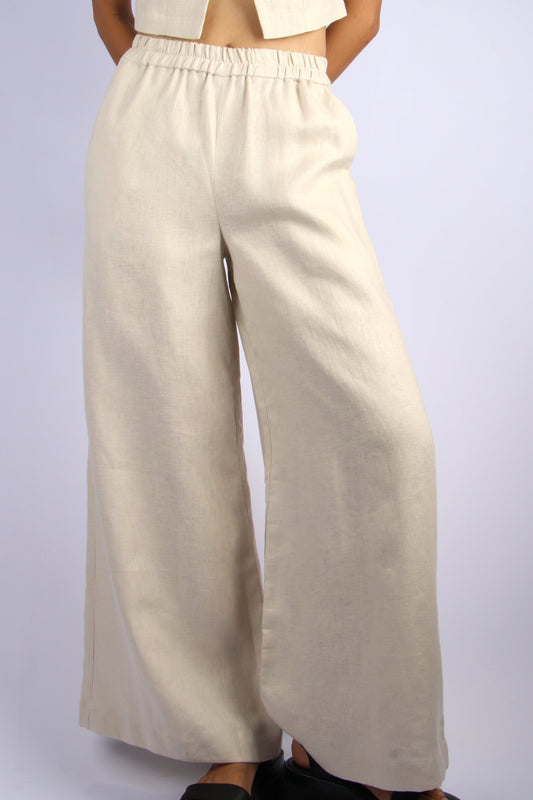 Sienna Flow - Brown Linen Pant.