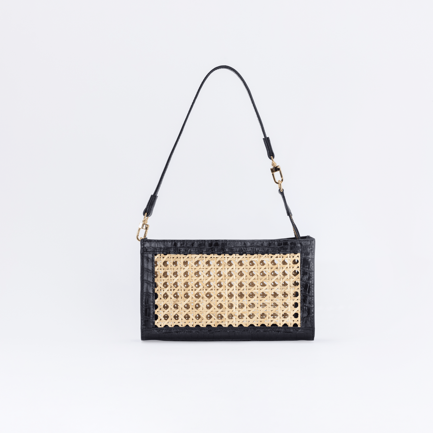 Natural Rattan & Leather Clutch Bag - May.