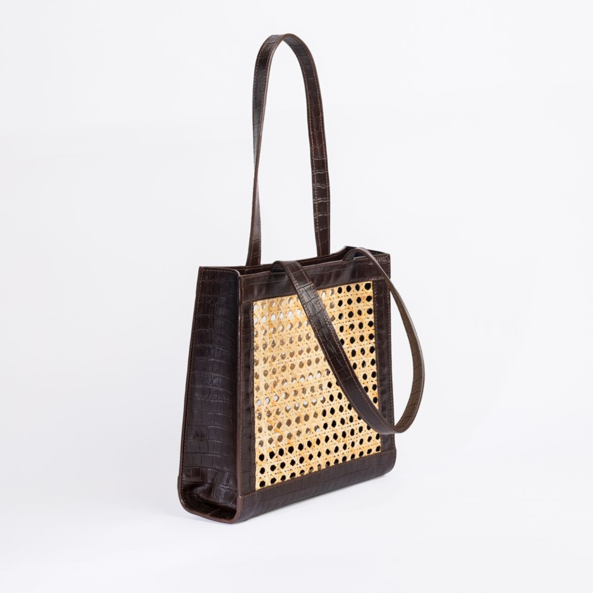 Natural Rattan & Leather Shoulder Bag - Summer May.