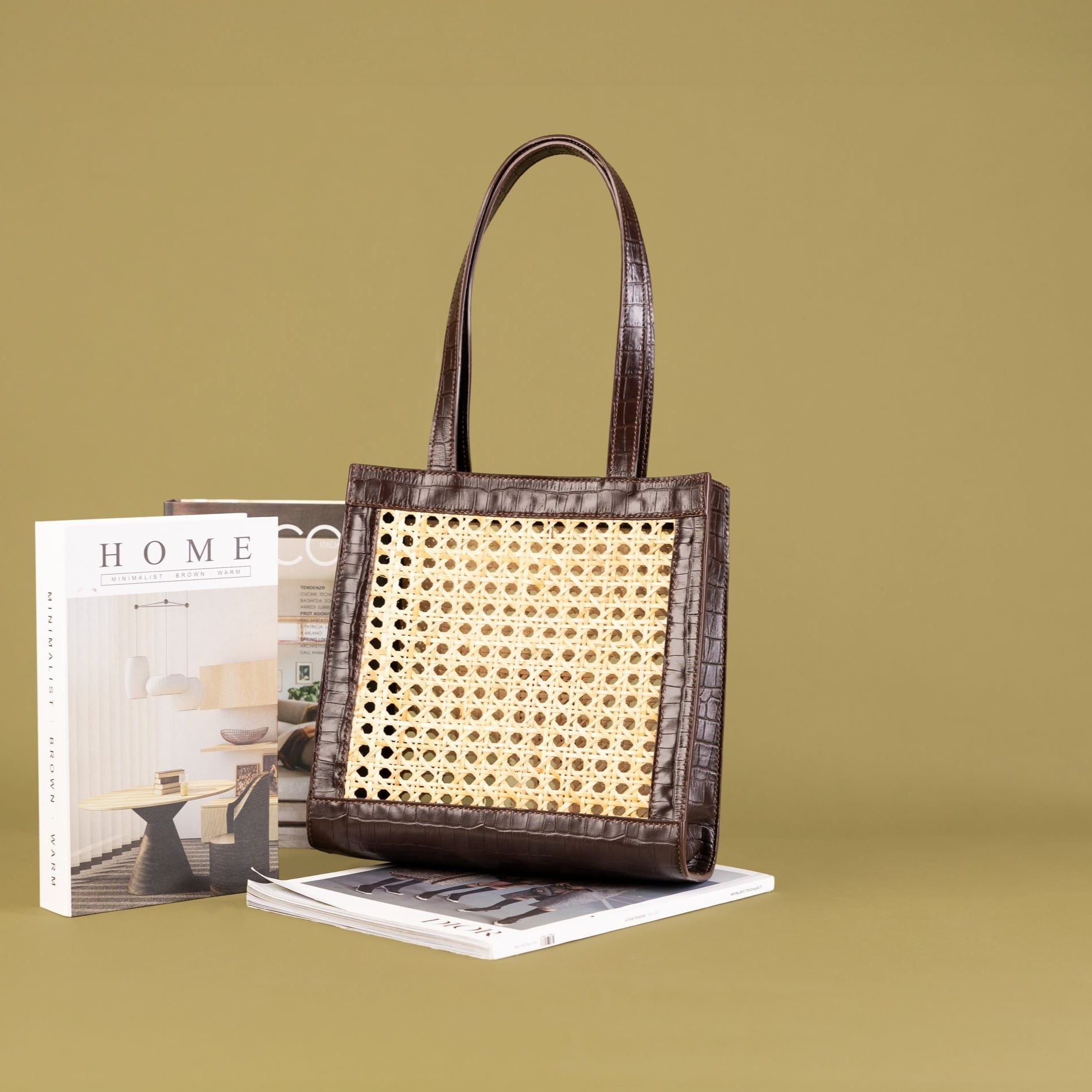 Natural Rattan & Leather Shoulder Bag - Summer May.
