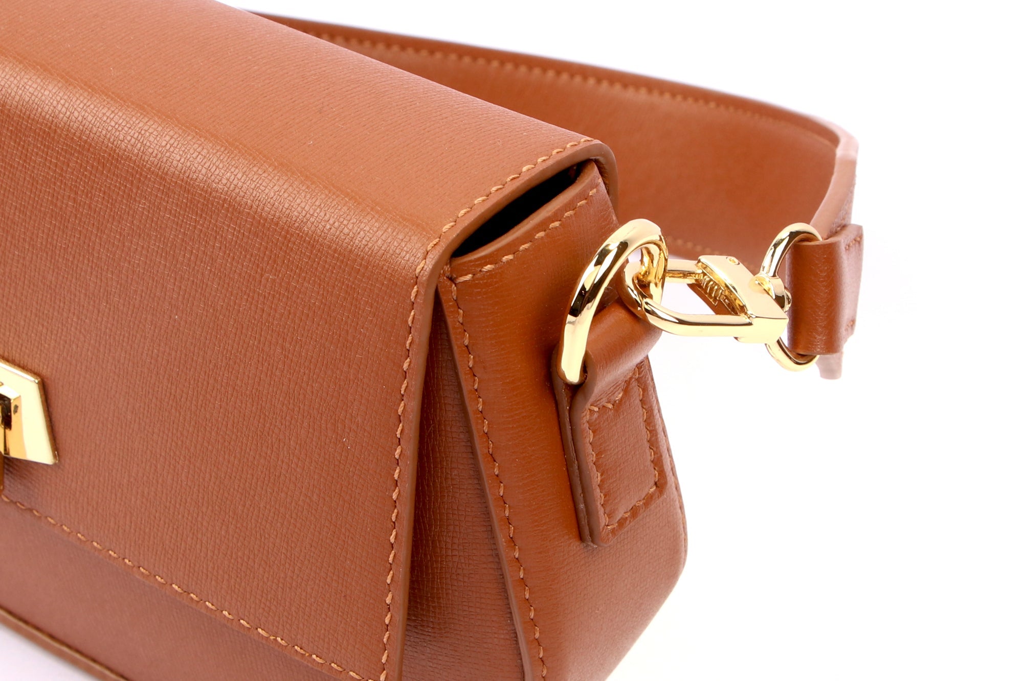 Sofia Shoulder Bag - Brown Saffiano Leather.