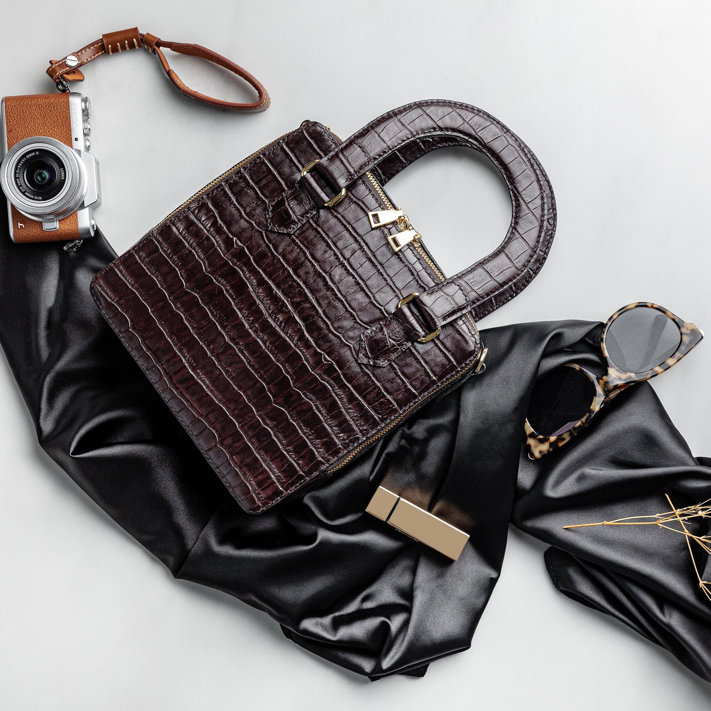 Maya Top Handle Bag - Dark Brown.