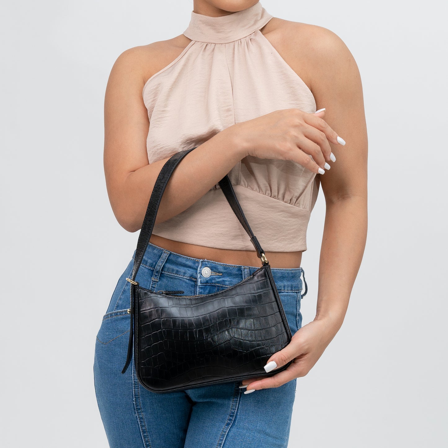 Leather Shoulder Bag - Moon.