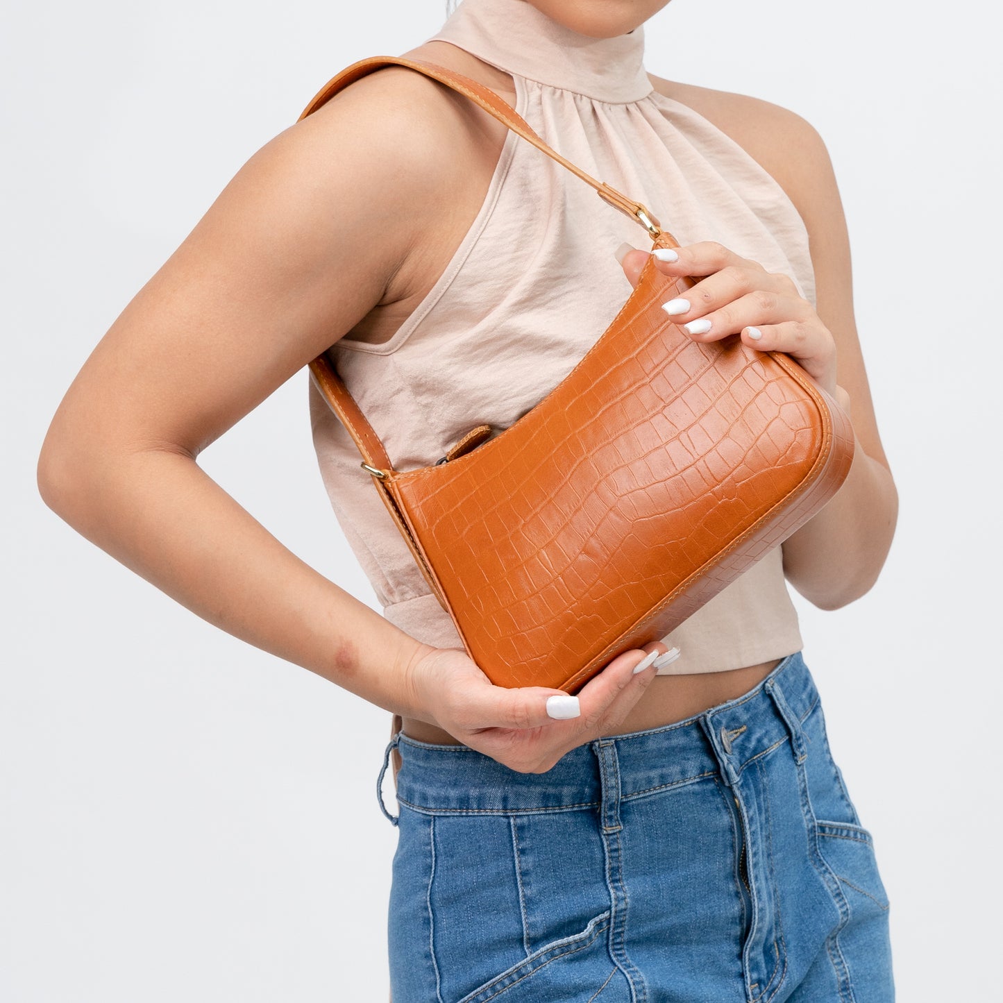 Leather Shoulder Bag - Moon.