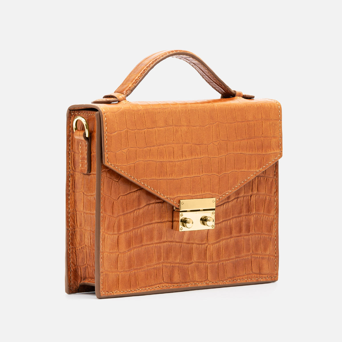Top Handle Box Leather Bag