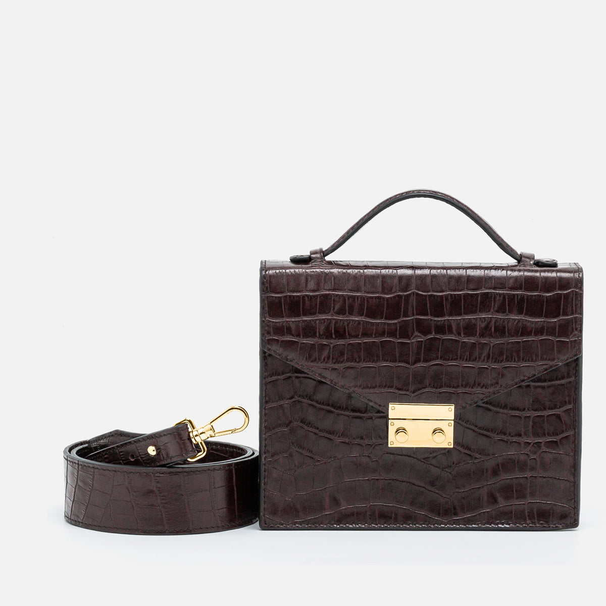 Top Handle Box Leather Bag