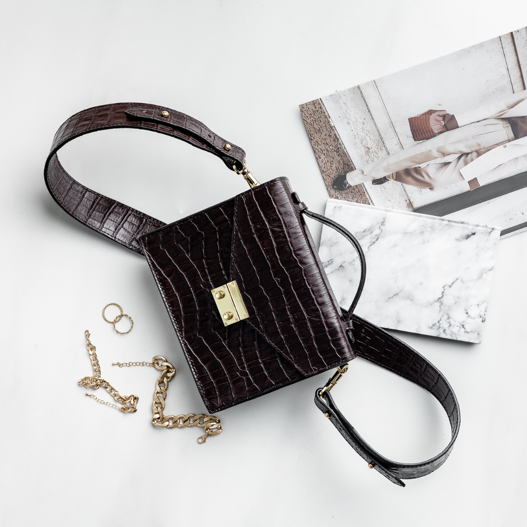 Top Handle Box Leather Bag