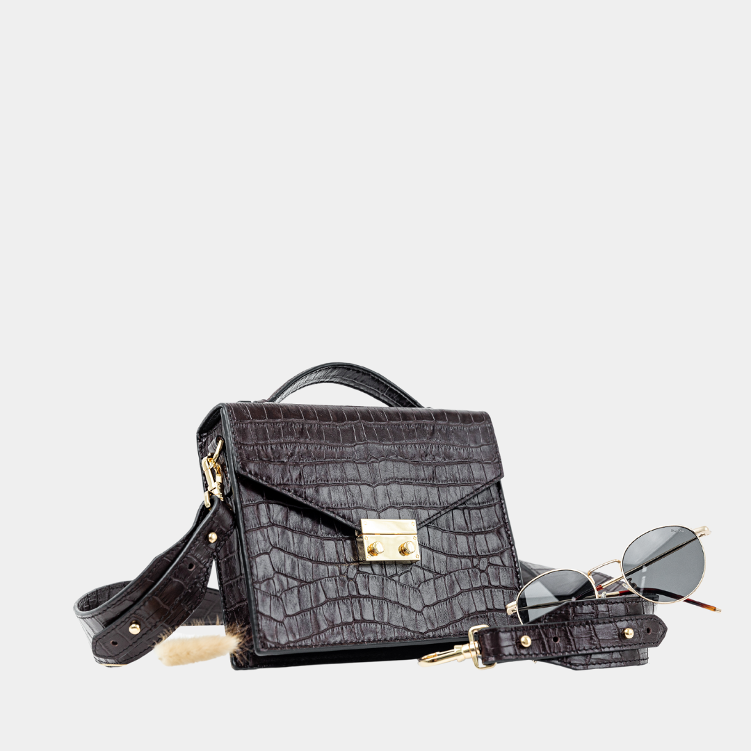 Top Handle Box Leather Bag