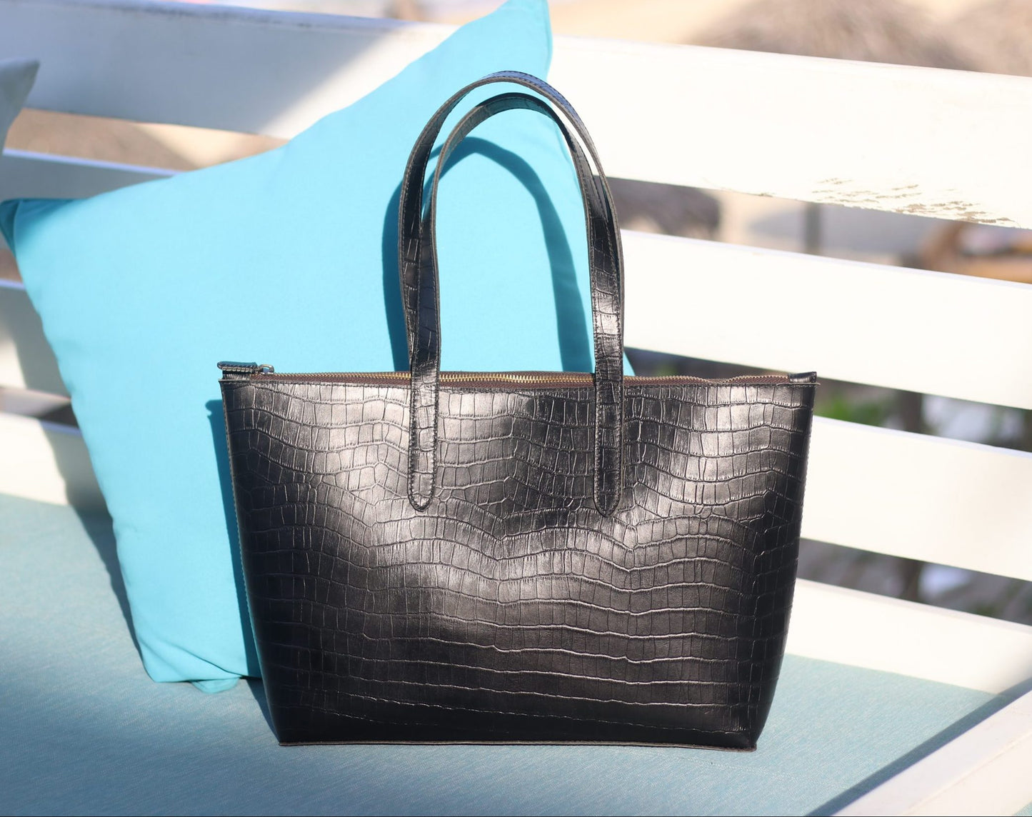 Leather Tote Bag - Black