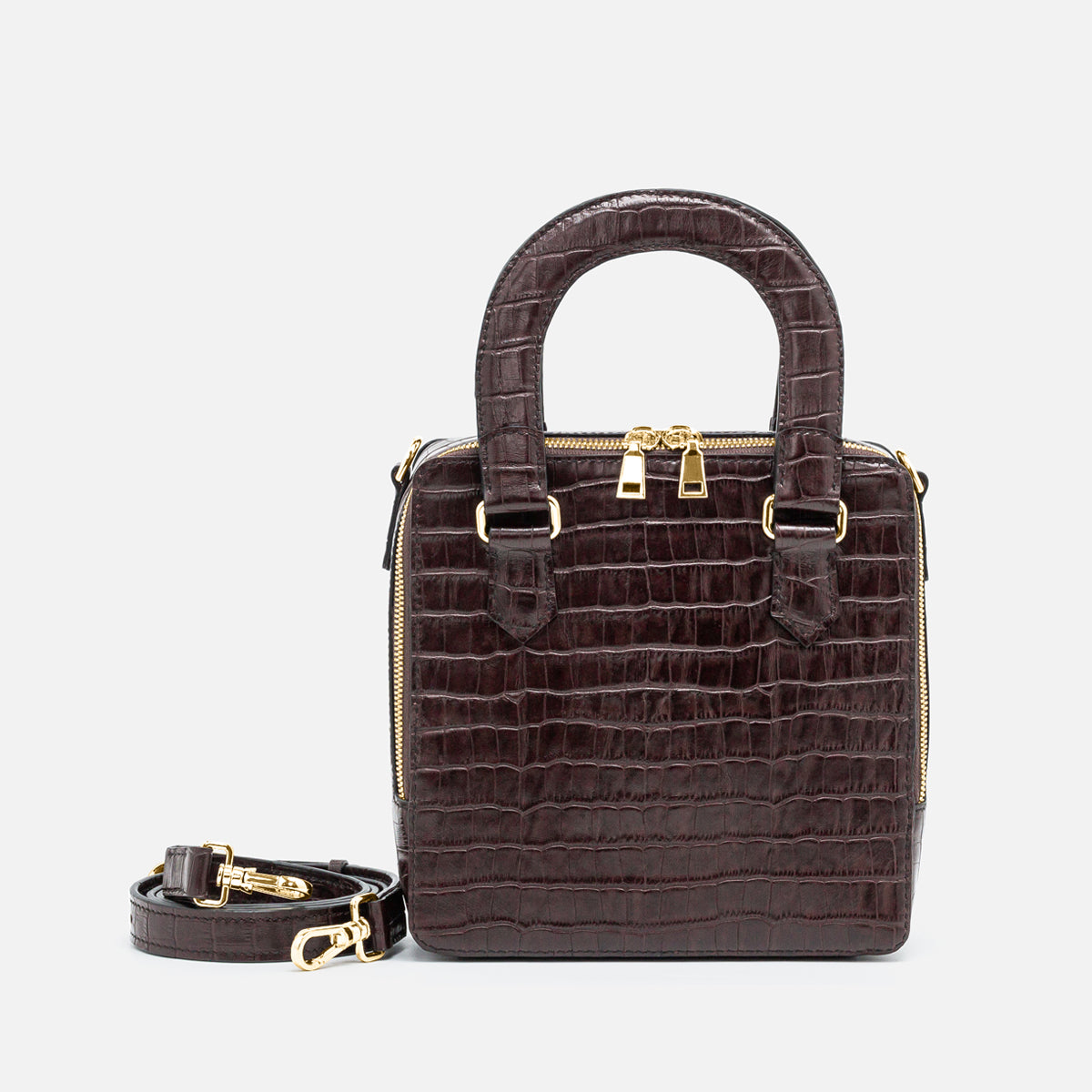 Maya Top Handle Bag - Dark Brown.
