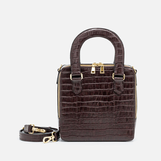 Maya Top Handle Bag - Dark Brown.