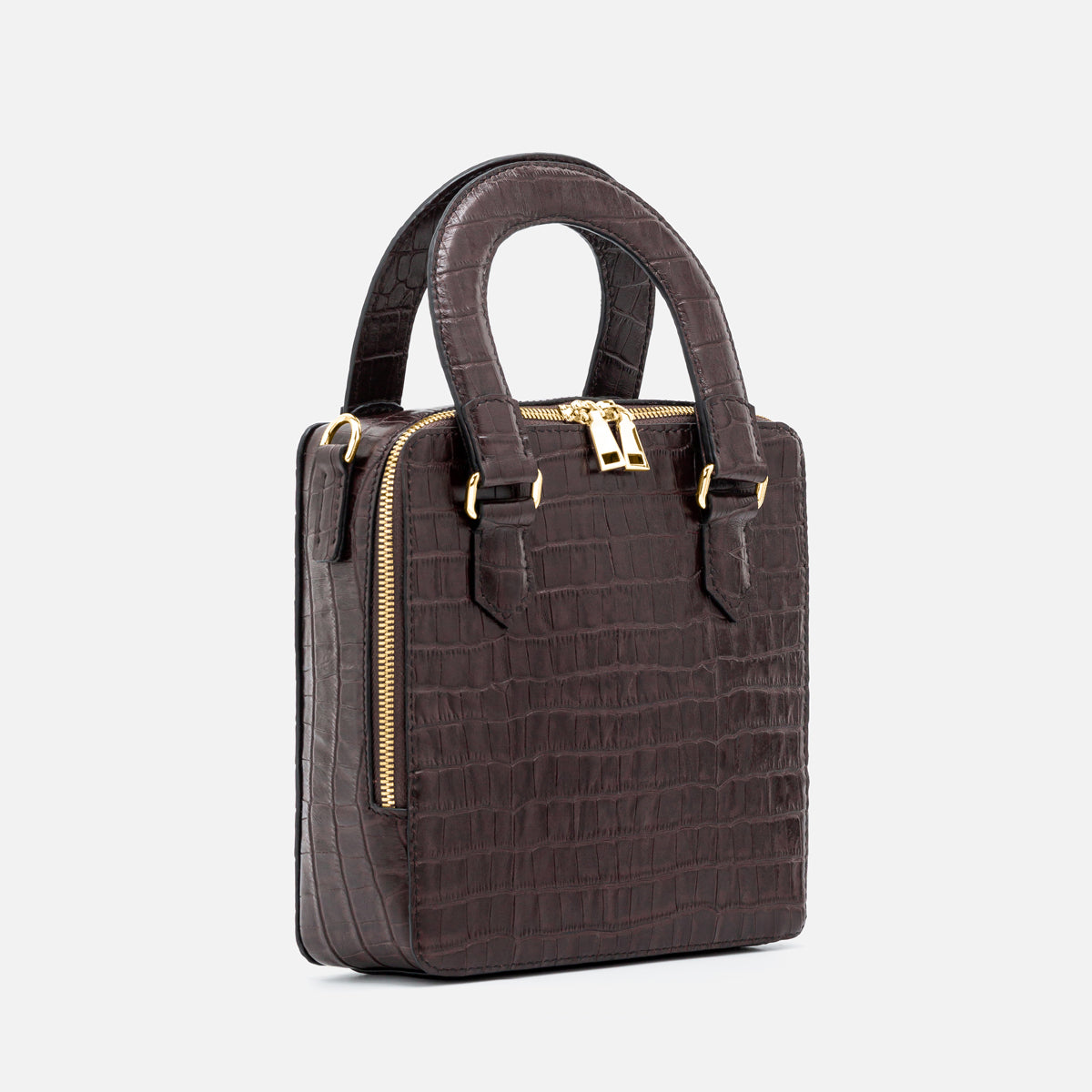 Maya Top Handle Bag - Dark Brown.