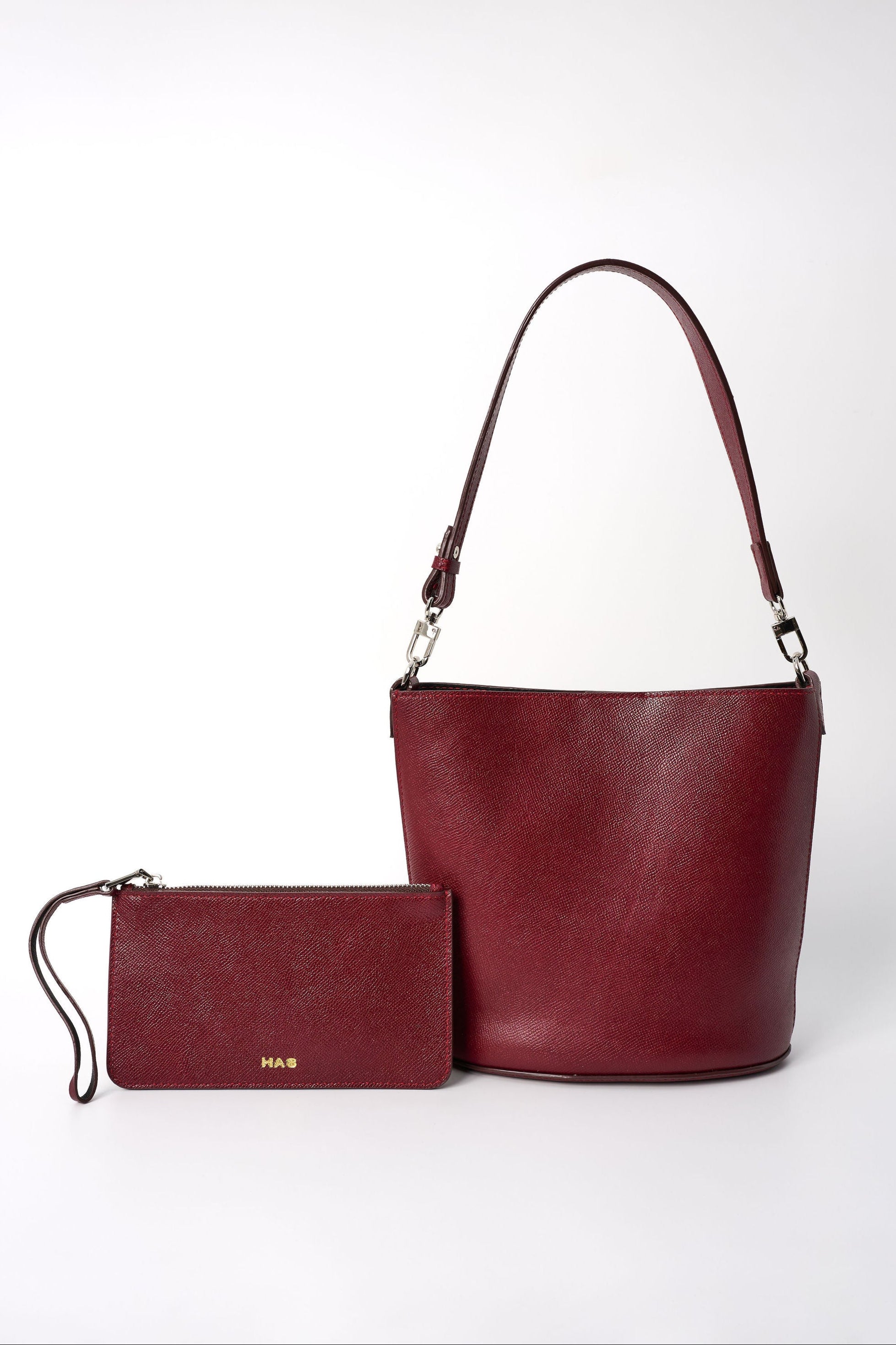 Red Leather Bucket Bag - Sol by Hoi An Soul
