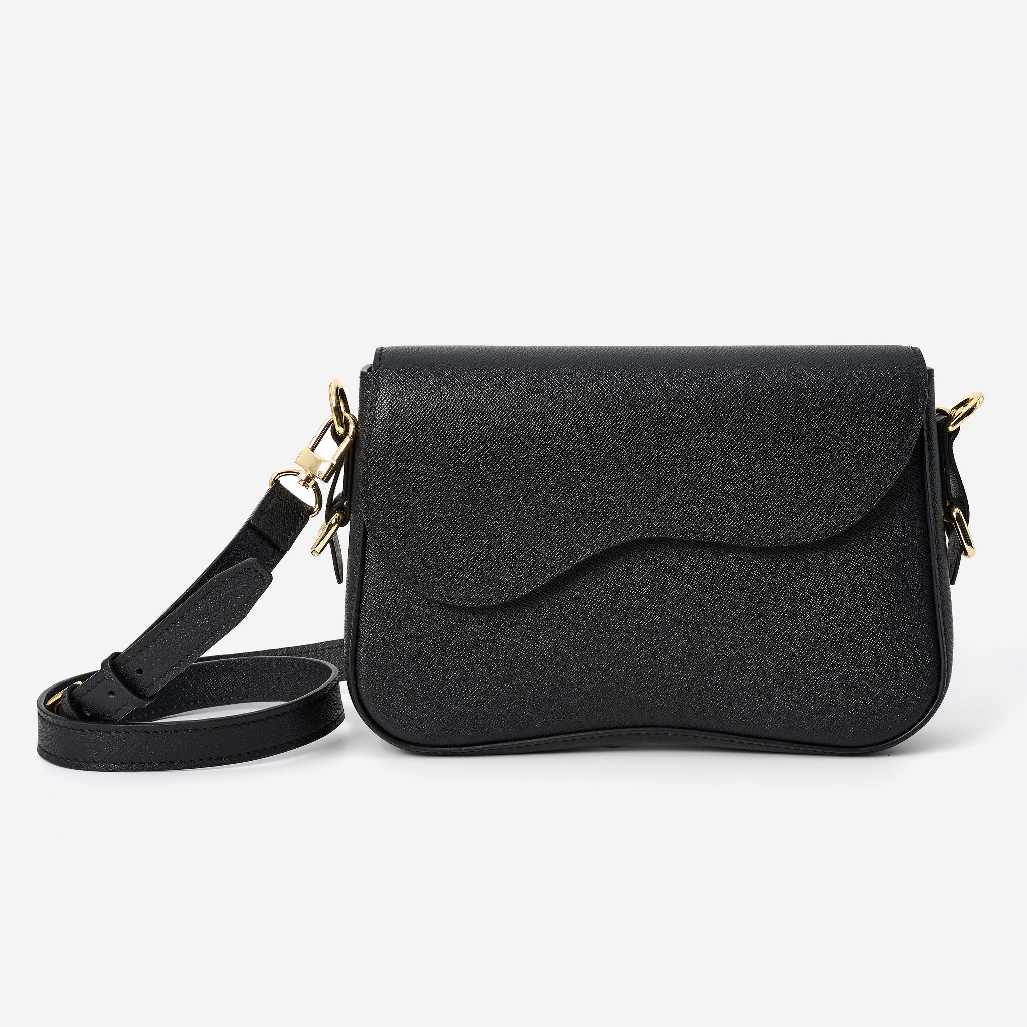 Handmade Leather Bag - Belle Curve Black by Hoi An Soul