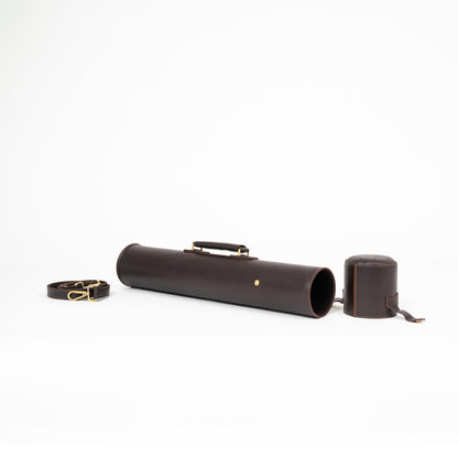 Leather Drawing Tube for Architects - Dark Brown 21 inches