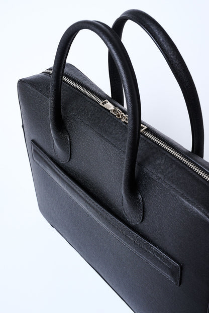Executive Leather Briefcase | Black Saffiano