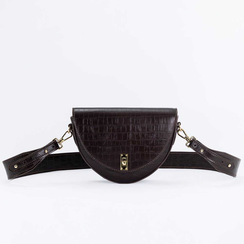 Iris Dark Brown - Handmade Leather Crossbody Bag