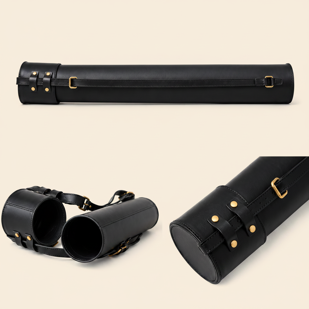 Handmade Full-Grain Leather Drawing Tube for Architects & Artists - 32 Inch (83cm) Blueprint Carrying Case