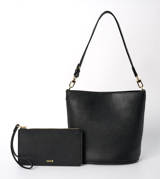 Sol Bucket Bag - Black Saffiano Leather