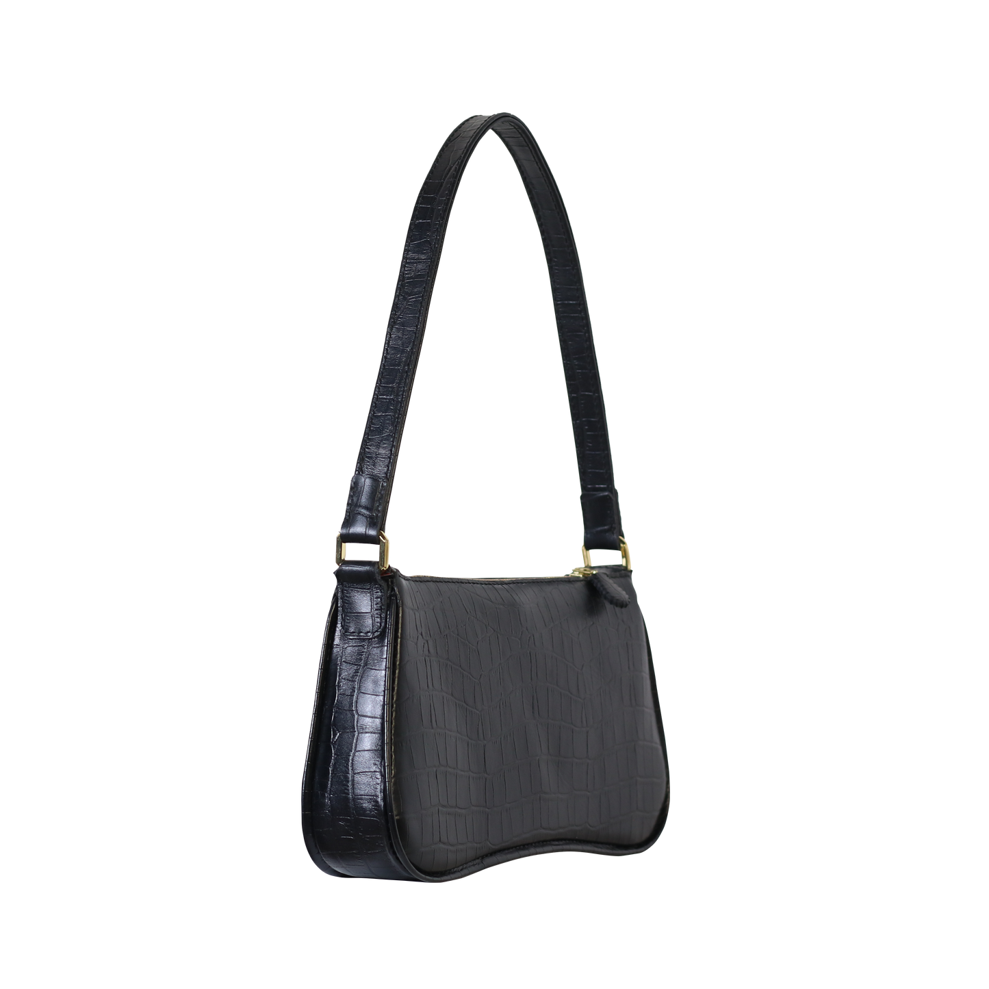 Crocodile-embossed Baguette - Black