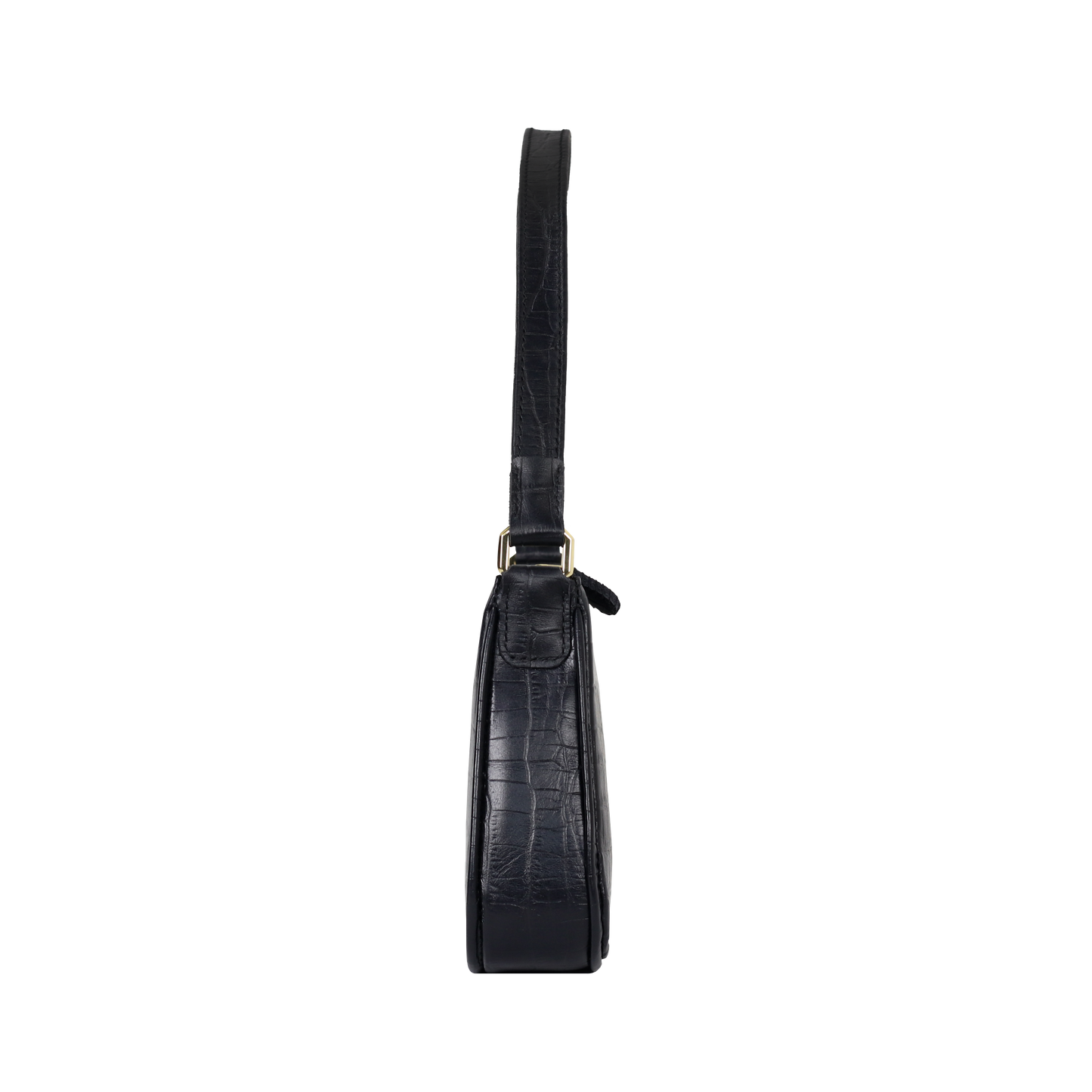 Crocodile-embossed Baguette - Black