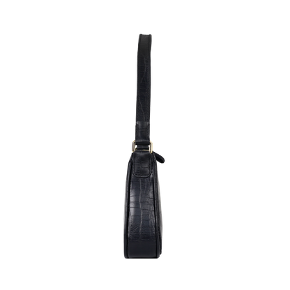 Crocodile-embossed Baguette - Black