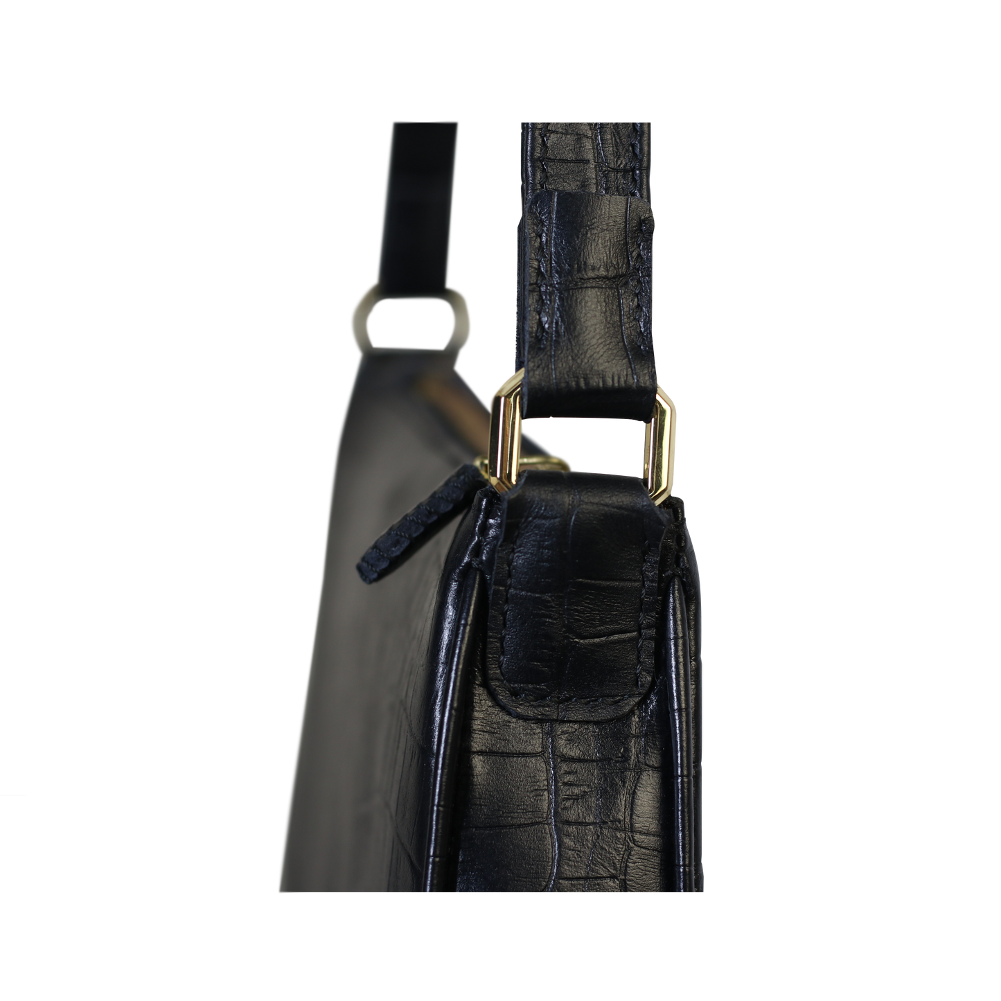 Crocodile-embossed Baguette - Black