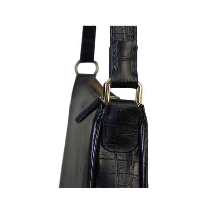 Crocodile-embossed Baguette - Black