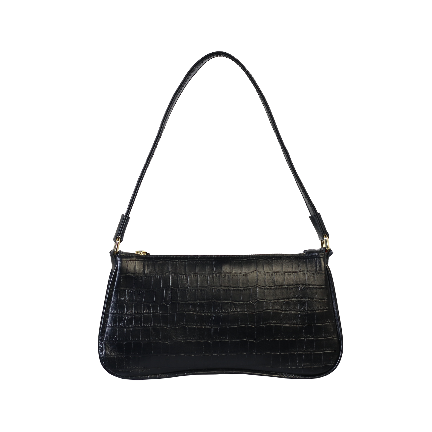 Crocodile-embossed Baguette - Black