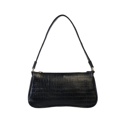 Crocodile-embossed Baguette - Black