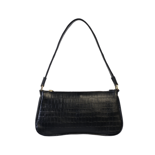 Crocodile-embossed Baguette - Black