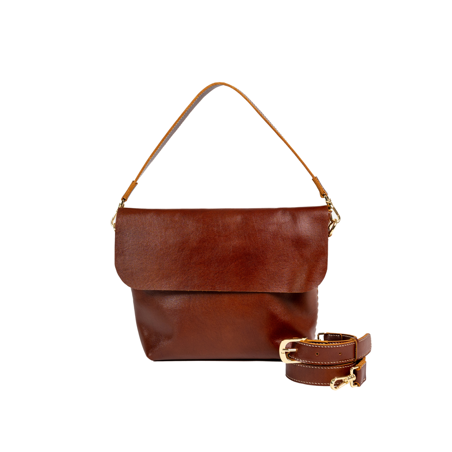 Medium Brown Leather Cross Body Bag