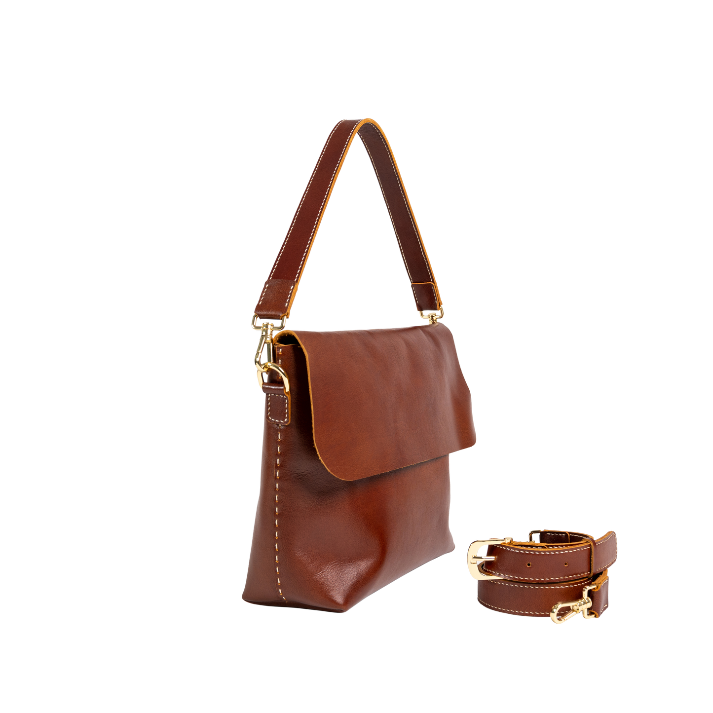 Medium Brown Leather Cross Body Bag