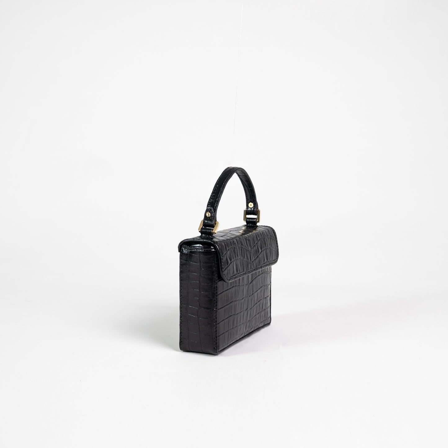 Georgia Small Leather Box Bag - Black
