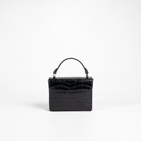 Georgia Small Leather Box Bag - Black