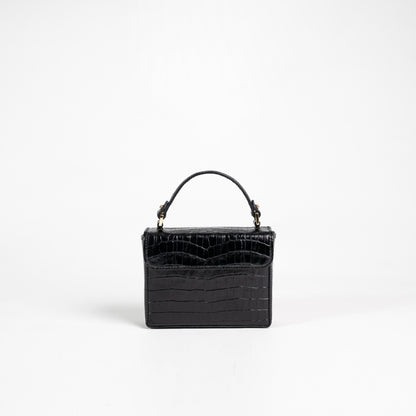 Georgia Small Leather Box Bag - Black