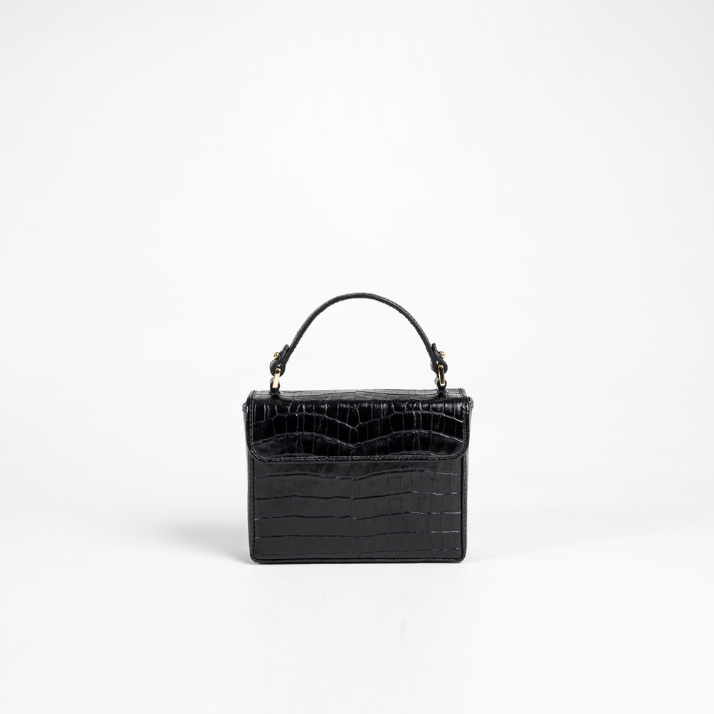 Georgia Small Leather Box Bag - Black