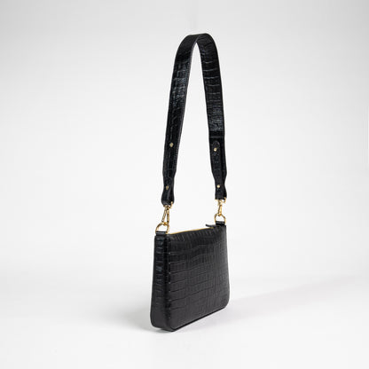 Small Leather Sling Bag - Black