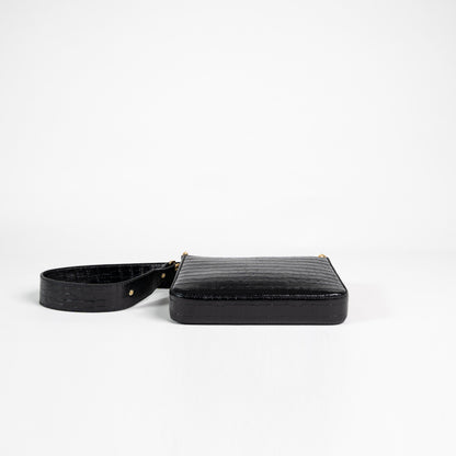 Small Leather Sling Bag - Black