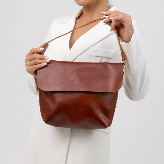 Medium Brown Leather Cross Body Bag