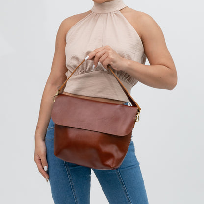Medium Brown Leather Cross Body Bag