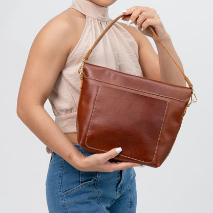 Medium Brown Leather Cross Body Bag