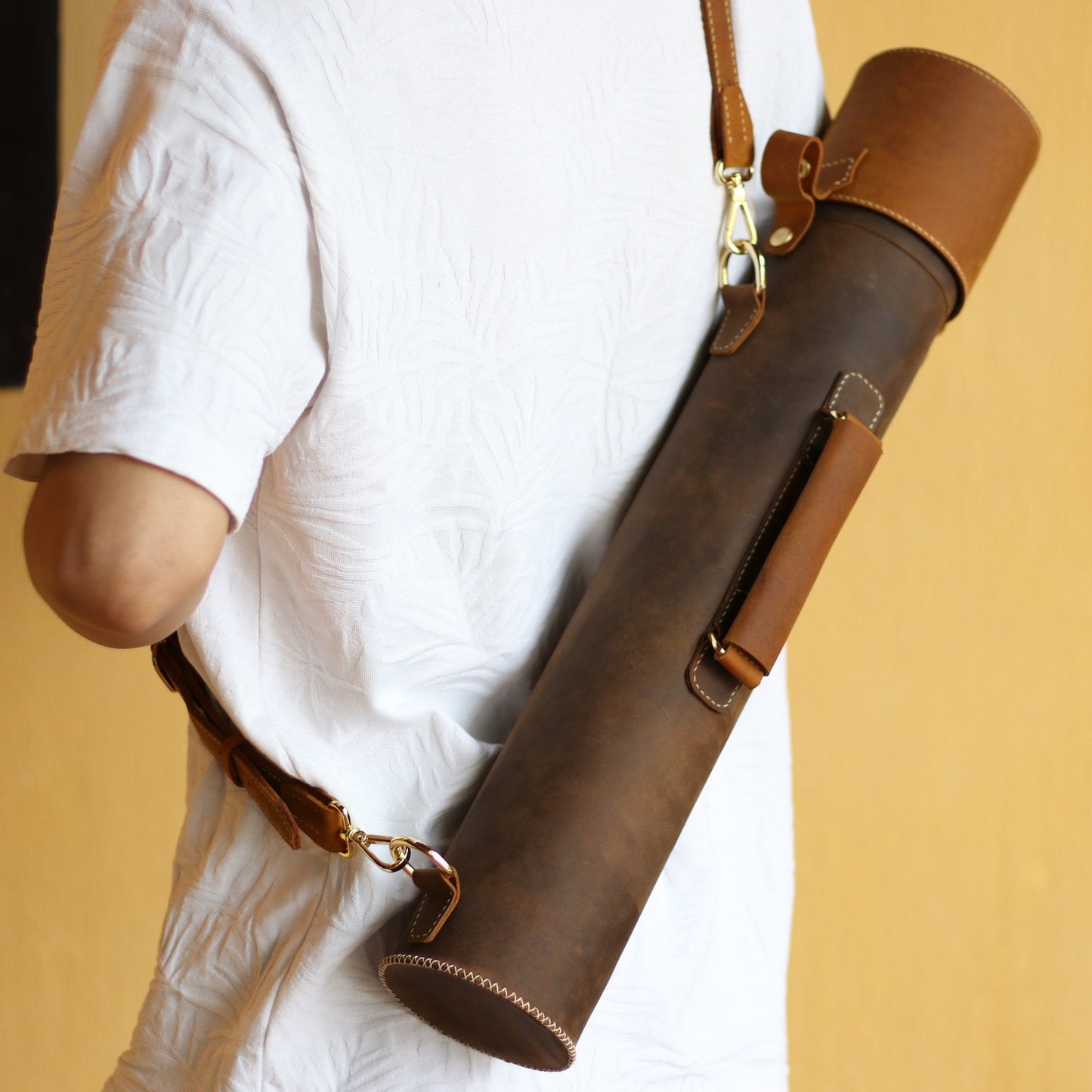 Leather Map Tube - Blueprint or Photography Carrying Case