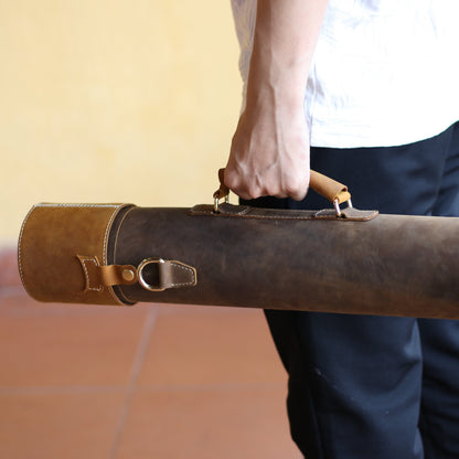 Leather Map Tube - Blueprint or Photography Carrying Case