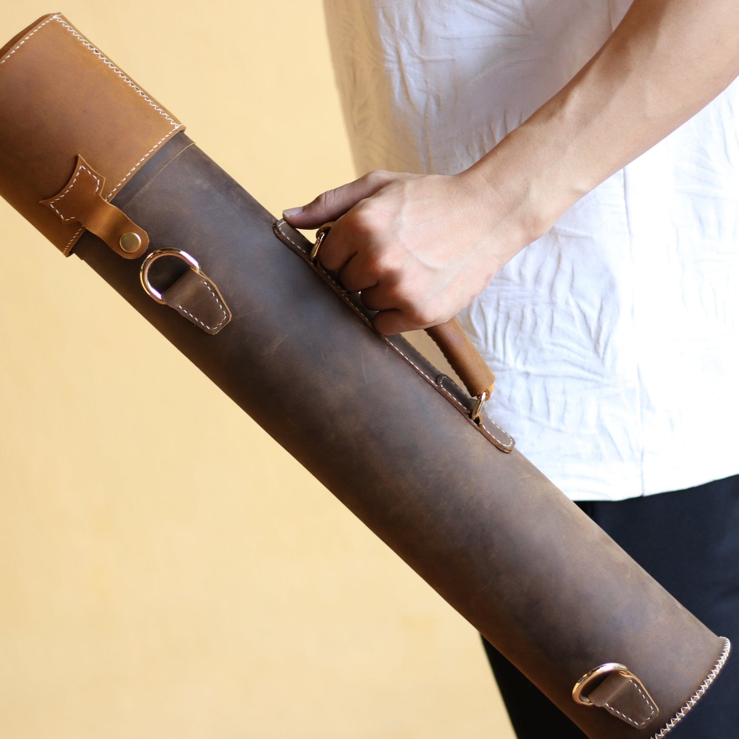 Leather Map Tube - Blueprint or Photography Carrying Case