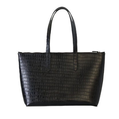 Croc Black Leather Large Tote Bag Zipped Regent Crocodile
